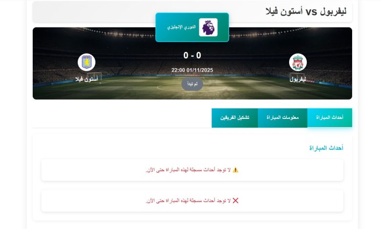 موعد مباراة ليفربول وأستون فيلا